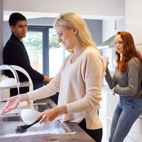 Students In The Shared Kitchen