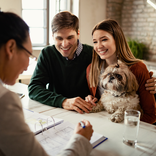 Couple And Their Dog Getting A Loan